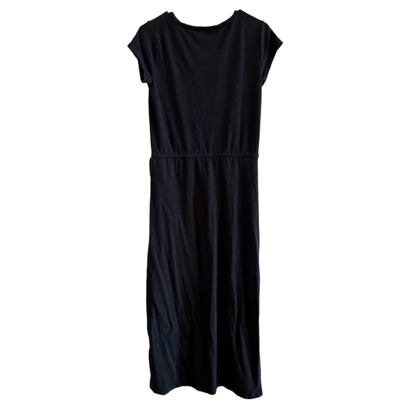 Talbots Black Short Sleeve Maxi Crossover Dress with Drawstring Waist Small - Picture 2 of 8